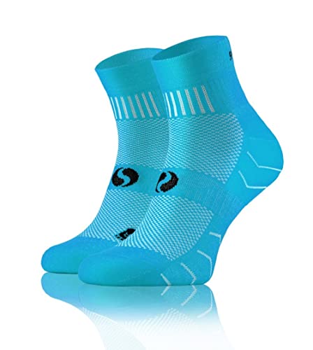 SestoSenso AMZ Quarter Socken Baumwolle Sportsocken Laufsocken Damen Herren Trekking (as3, numeric, numeric_35, numeric_38, regular, regular, Türkis) von SestoSenso