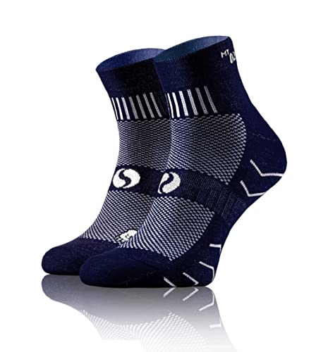 SestoSenso AMZ Quarter Socken Baumwolle Sportsocken Laufsocken Damen Herren Trekking (as3, numeric, numeric_39, numeric_42, regular, regular, Dunkelblau) von SestoSenso