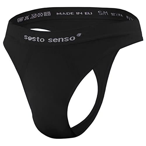 SestoSenso CL13 Herren String Slip Unterwäsche Nahtlose Tanga G-String Unterhose Männer (as3, Alpha, l, x_l, Regular, Regular, Schwarz, L/XL) von SestoSenso