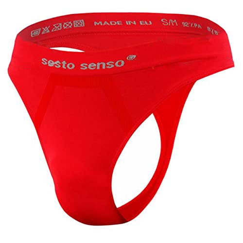 SestoSenso CL13 Herren String Slip Unterwäsche Nahtlose Tanga G-String Unterhose Männer (as3, Alpha, s, m, Regular, Regular, Rot, S/M) von SestoSenso