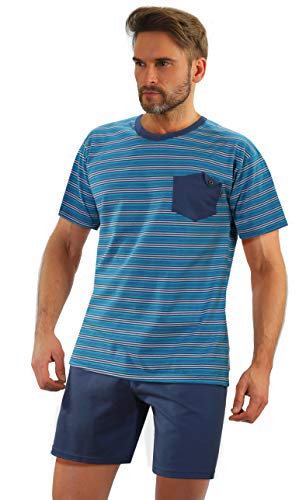 SestoSenso Herren Schlafanzug Pyjama 100% Baumwolle Kurzarm + Pyjamashorts Nachtanzug (as3, Alpha, m, xx_l, Regular, Regular, K67ZC, 2XL) von SestoSenso