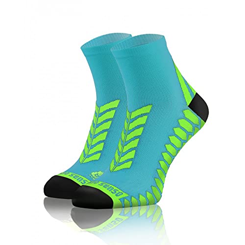 SestoSenso Sportsocken Laufsocken Damen Herren Trekking Sesto Quarter Kompressionsstrümpfe (as3, numeric, numeric_35, numeric_38, regular, regular, Türkis) von SestoSenso