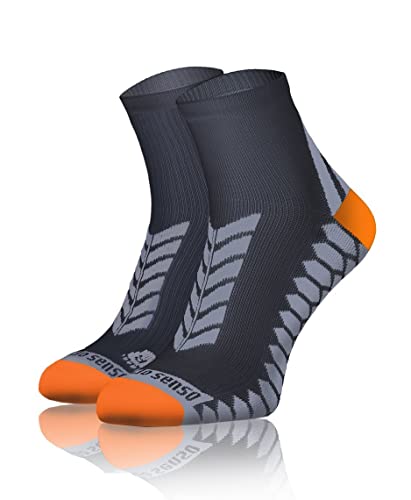 SestoSenso Sportsocken Laufsocken Damen Herren Trekking Sesto Quarter Kompressionsstrümpfe (as3, numeric, numeric_39, numeric_42, regular, regular, Grau) von SestoSenso