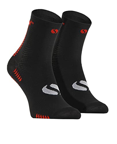 SestoSenso Sportsocken Laufsocken Unisex Damen Herren Sesto Quarter SKB01 (as3, numeric, numeric_39, numeric_42, regular, regular, Schwarz-Rot) von SestoSenso