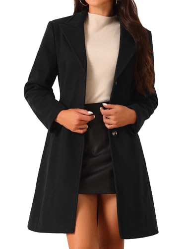 Seta T Damen Einreihiger Peacoat Mode Winter Einkerbter Lepal Button Down Oberbekleidung Mantel Schwarz M von Seta T