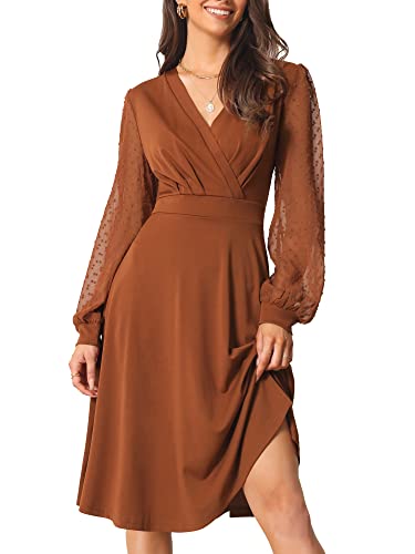 Seta T Damen Kleid Dots Wickelkleid V-Ausschnitt Knielang Freizeitkleid Karamell S von Seta T
