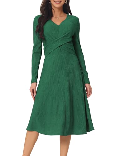 Seta T Damen Kleid Langarm Überkreuzt V-Ausschnitt Strick A-Linie Knielang Minikleid Dunkelgrün XL Seta T Damen Kleid Langarm Überkreuzt V-Ausschnitt Strick A-Linie Knielang Minikleid Dunkelgrün XL von Seta T