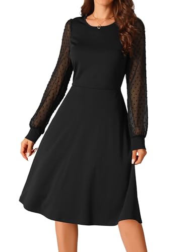 Seta T Damen Langarm Freizeitkleid Rundhalsausschnitt Knielang mit Taschen Kleid Schwarz XL von Seta T
