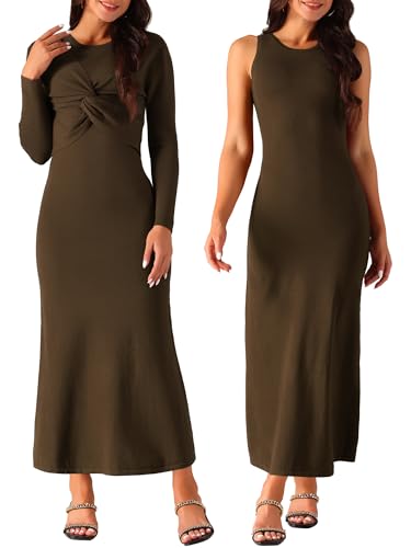 Seta T Damen Langarm Zweiteiliges Tank Kleid Set Gedrehte Vorderseite Pullover A Linien Kleid Dunkelbraun L Seta T Damen Langarm Zweiteiliges Tank Kleid Set Gedrehte Vorderseite Pullover A Linien Kleid Dunkelbraun L von Seta T