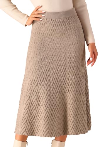 Seta T Damen Röcke Rippstrick A-Linie Elastisch Hohe Taille Dehnbarer Pullover Midirock Braun S Seta T Damen Röcke Rippstrick A-Linie Elastisch Hohe Taille Dehnbarer Pullover Midirock Braun S von Seta T