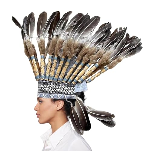 Setauoo Federhut, Federkopfschmuck-Kostüm | Native Feather Hat Häuptling Hut | Häuptlingshut-Federkopfschmuck, stilvoller Vintage-Federkopfschmuck, dekorativer Häuptlingshut-Federkopfschmuck für Party von Setauoo