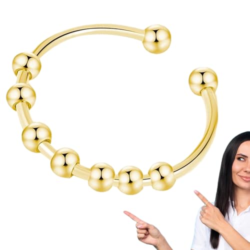 Setauoo Fidget Ring - Verstellbarer Fidget Ring Mit Drehperlen - Edelstahl Beruhigender Für Erwachsene Studenten Zur Stressreduktion Und Meditation Setauoo Fidget Ring - Verstellbarer Fidget Ring Mit Drehperlen - Edelstahl Beruhigender Für Erwachsene Studenten Zur Stressreduktion Und Meditation von Setauoo