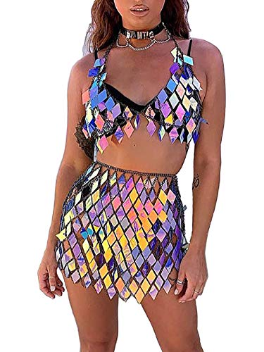 Sethain Boho Body Chain Blau Festgelegt Bikini Sterne Anhänger Ketten Night Club Quaste Taillenkette Körper Zubehör Schmuck für Frauen und Mädchen von Sethain