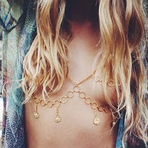Sethain Boho Körper Kette BH Gold Quaste Ketten Anhänger Körperzubehör Kreis Schmuck für Frauen und Mädchen von Sethain