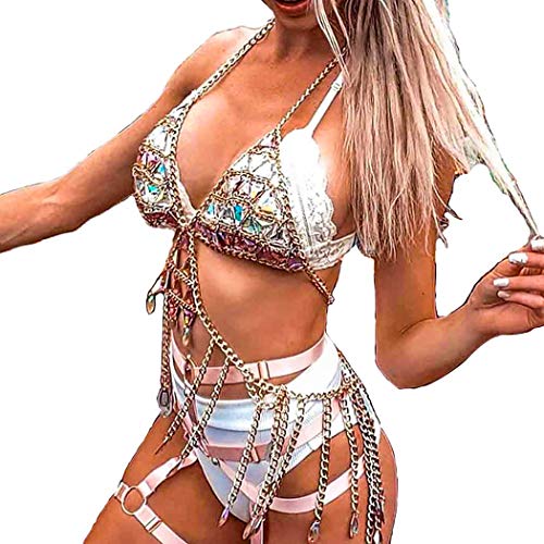 Sethain Boho Körperkette Gold Quaste Bikini Ketten Sommer Strand Acryl Körperzubehör Schmuck für Frauen von Sethain