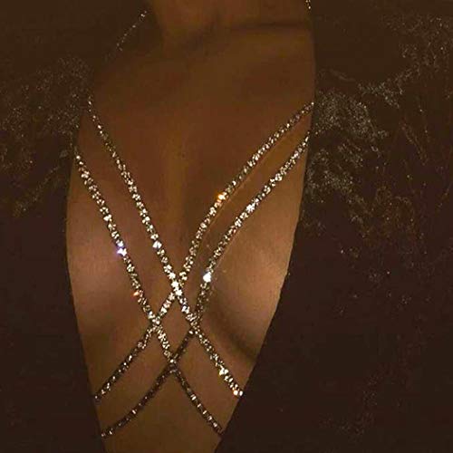 Sethain Boho Körperkette Strass Gold Kreuz Ketten Bh Night Club Bikini Kette KarosserieZubehör Schmuck für Frauen und Mädchen von Sethain