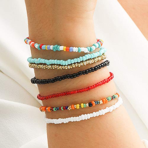 Sethain Boho Layered African Beads Armband Bunte Bead Hand Chain Mehrschichtige Perlenketten Schmuck für Frauen und Mädchen von Sethain