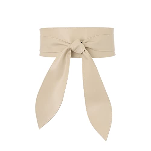 Sethain Leder Breiter Taillengürtel Elegant Cinch-Gürtel Kleid Mantel Obi Knoten Taillengürtel für Frauen und Mädchen (M, Off-weiß) von Sethain