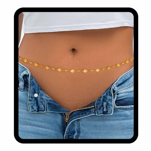 Sethain Mehrlagig Taillenkette Gold Sommer Bauchketten Strand Bikinikette Liebe Körperschmuck für Frauen und Mädchen von Sethain