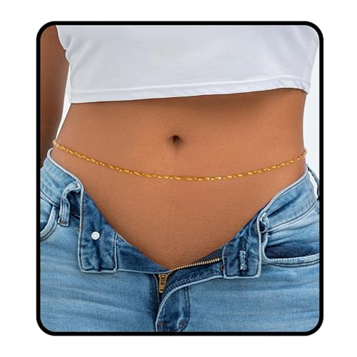 Sethain Mehrlagig Taillenkette Gold Sommer Bauchketten Strand Bikinikette Liebe Körperschmuck für Frauen und Mädchen von Sethain