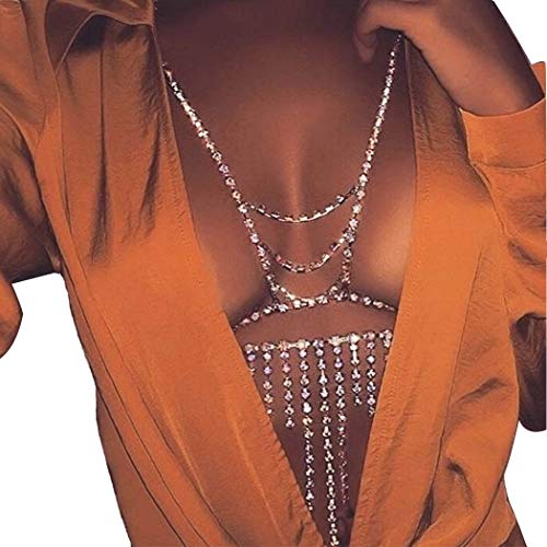 Sethain Mode Body Chain Strass Silber Quastenketten Bh Night Club Bikini KarosserieZubehör Schmuck für Frauen von Sethain