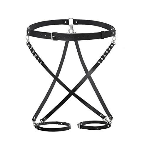 Sethain Punk Leder Hüftkette Leder Bauchgur Festival Schmuck Rave Oberschenkelkette Gotischer Beingürtel Body-Accessoires für Damen von Sethain