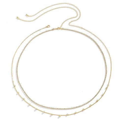 Sethain Strass Hüftkette Gold Kristall Bauchketten Geschichtet Funkelnd Hüftkette Bikini-Kette Körperschmuck für Frauen und Mädchen von Sethain