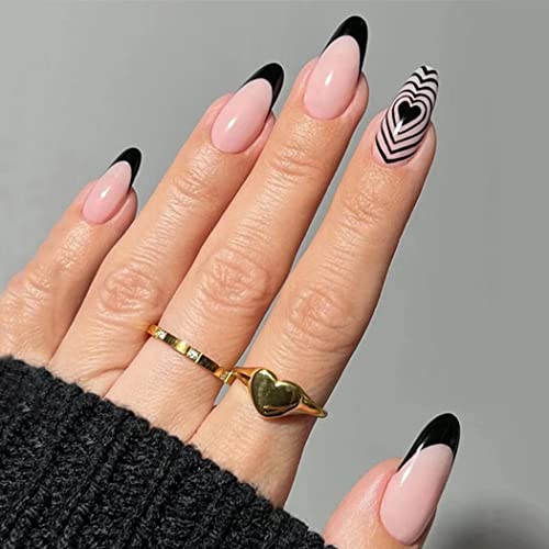Sethexy Valentine Mandel Falsche Nägel Liebe Herz Nägel zum Aufkleben Rosa Falsche Nägels 24Pcs Acryl Kunst Press on Nails für Frauen und Mädchen von Sethexy