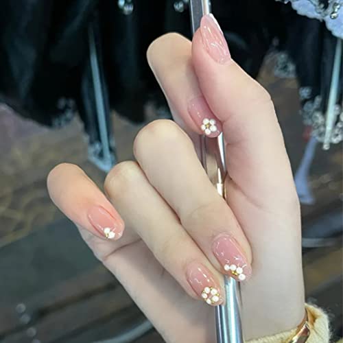 Sethexy Bling Falsche Nägel Strass Glänzend Nägel aufkleben Rosa Quadrat 24St Acryl Kurz Falsche Fingernägel für Frauen und Mädchen (Blume) von Sethexy