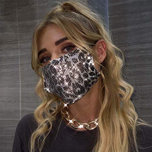 Sethexy Funkelnd Silber Leopard Paillette Netzmaske Pailletten Maskerade Party Nachtclub Halloween Zubehör Karneval Kristallmasken für Frauen und Mädchen von Sethexy