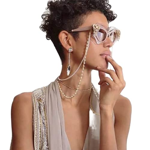 Sethexy Gold Mode Sonnenbrillenkette Perlen Frauen Brillenkette Korn Brillenzubehör zum Brille von Sethexy