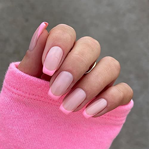 Sethexy Kurze Quadratische Falsche Nägel Französische Press on Nails 24Pcs Acryl Nägel zum Aufkleben für Frauen und Mädchen von Sethexy