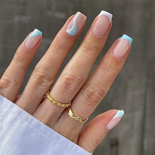 Sethexy Kurze Quadratische Falsche Nägel Französische Press on Nails 24Pcs Acryl Nägel zum Aufkleben für Frauen und Mädchen Sethexy Kurze Quadratische Falsche Nägel Französische Press on Nails 24Pcs Acryl Nägel zum Aufkleben für Frauen und Mädchen von Sethexy