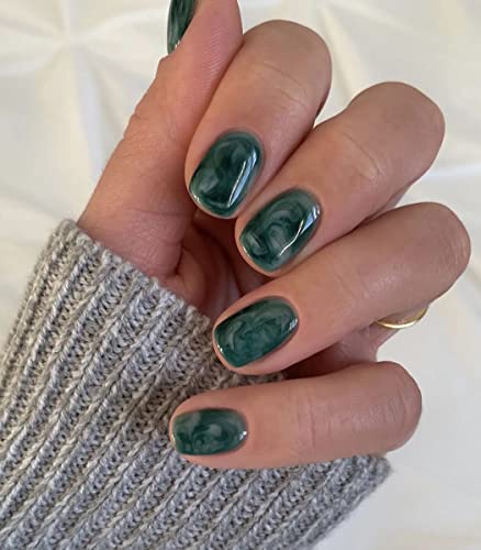 Sethexy Kurze Quadratische Nägel zum aufkleben Glänzend Reine Farbe Press on Nails 24Pcs Acryl Falsche Nägel für Frauen und Mädchen von Sethexy