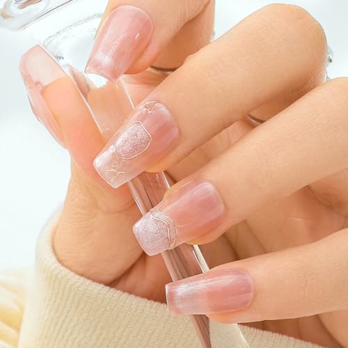 Sethexy Kurzer Sarg Handgefertigt Falsche Nägel Glitzer Katzenauge Nägel aufdrücken Unhöflich Acryl Falsche Nägel Salon Aufgeklebte Nägel für Frauen und Mädchen 10PCS (4) von Sethexy