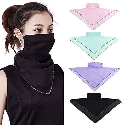 Sethexy Mode Gesichtsschal Einstellbar Halsmanschette Elastisch Chiffon Bandana 4 Stk Draussen Multifunktional Atmungsaktiv Sturmhauben Radfahren Wandern Kopfbedeckung für Frauen und Mädchen von Sethexy