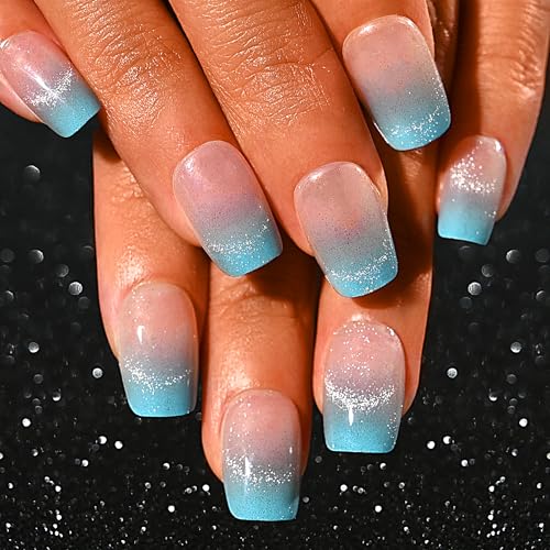 Sethexy Press on Nail - Farbverlauf, Katzenauge Falsche Nägel für Frauen 15 Größen - 30 Stück Weiches Gel Nagel Kit mit Kleber von Sethexy