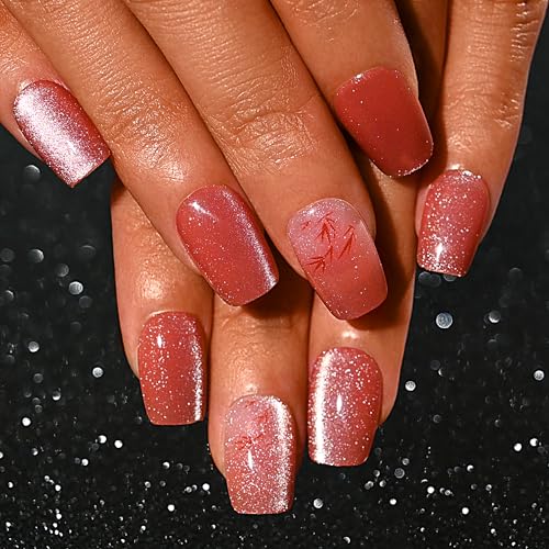 Sethexy Sarg Nagel aufdrücken - Katzenauge, Farbverlauf Falsche Nägel für Frauen 15 Größen - 30 Stück Nagel Kit mit Kleber von Sethexy