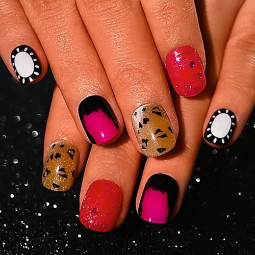 Sethexy Squoval Sommer Nägel zum Aufdrücken - Katzenauge, Glitzer Pailletten Falsche Nägels für Frauen 15 Größen - 30 Stück Nägel Kit mit Kleber von Sethexy