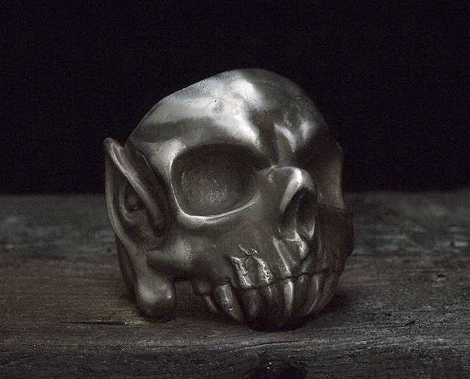 Crawler Monster Skull Ring Silber Handgemacht Herren Teufel Antik Retro Vintage Angepasst Personalisierter Rock Punk Biker von SethlansArts