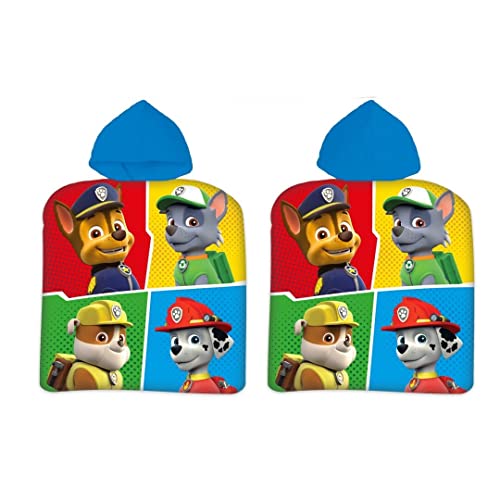 Setino 821-612 Paw Patrol Kinder Bade-Poncho mit Kapuze 55 x 80cm von Setino