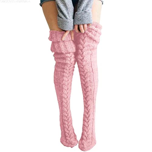 Settoo Damen Winter kniestrümpfe Overknee Strümpfe Wolle Socken mit Fellknäue Super Weich und Wärmend,85/105cm von Settoo