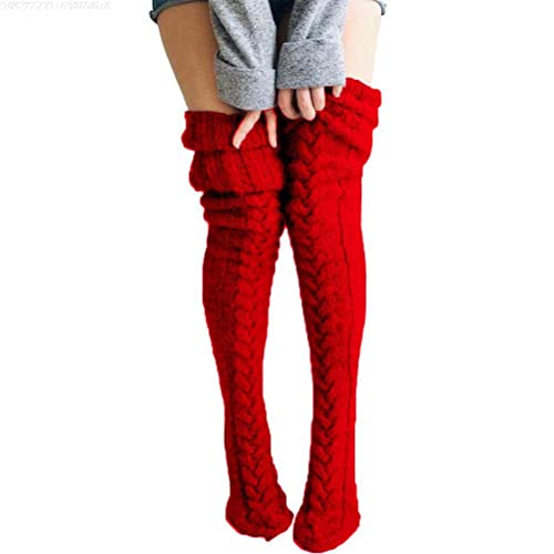 Settoo Damen Winter kniestrümpfe Overknee Strümpfe Wolle Socken mit Fellknäue Super Weich und Wärmend,85/105cm von Settoo