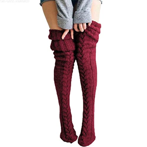 Settoo Damen Winter kniestrümpfe Overknee Strümpfe Wolle Socken mit Fellknäue Super Weich und Wärmend,85/105cm von Settoo