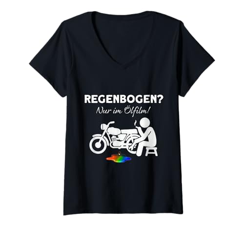 Damen Regenbogen Nur im Ölfilm Statement T-Shirt mit V-Ausschnitt von Setze ein Statement mit diesem