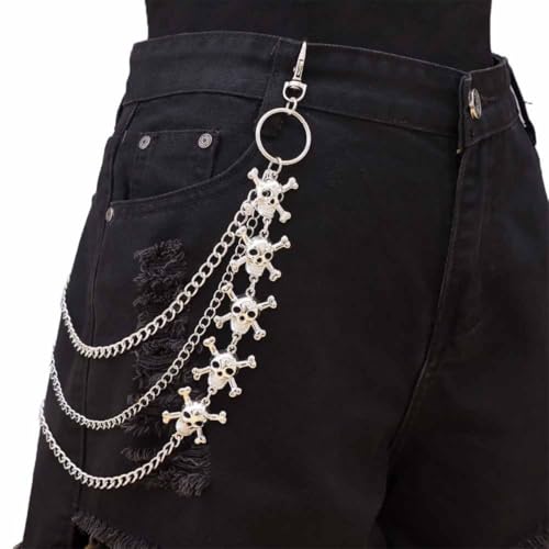 Seusoon Gothic Punk Geldbörsenkette für Männer & Frauen - robuste Edelstahl-Hosenketten, Modus: 8, silver von Seusoon