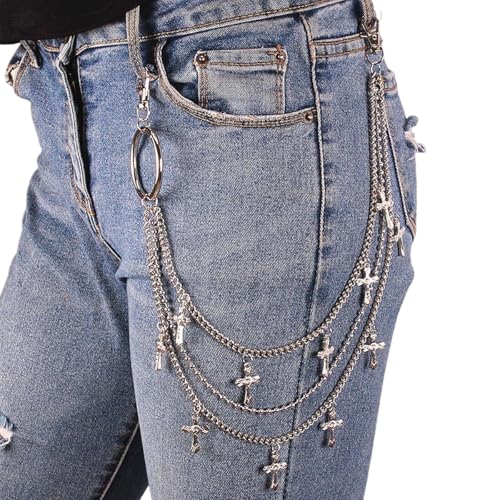 Seusoon Gothic Punk Geldbörsenkette für Männer & Frauen - robuste Edelstahl-Hosenketten, Modus4:, silver Seusoon Gothic Punk Geldbörsenkette für Männer & Frauen - robuste Edelstahl-Hosenketten, Modus4:, silver von Seusoon
