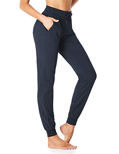 Sevego Jogginghose Damen Sporthose Baumwolle High Waist Trainingshose Loose Fit Lang Sweathose mit Taschen, Dunkelblau, XS von Sevego