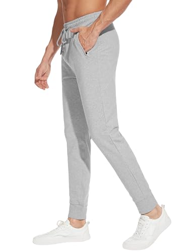 Sevego Jogginghose Herren Sporthose Baumwolle Lang Trainingshose mit Reißverschlusstaschen Freizeithose Sweatpants Hose Hellgrau XXL von Sevego