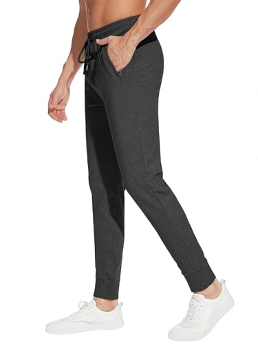 Sevego Jogginghose Herren Sporthose Baumwolle Lang Trainingshose mit Reißverschlusstaschen Freizeithose Sweatpants Hose Holzkohle XXL von Sevego